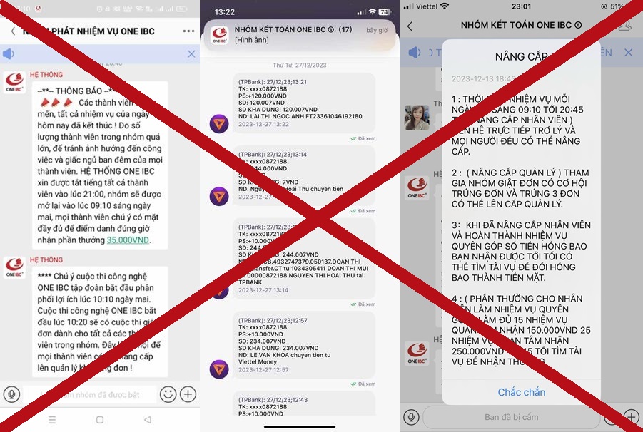 Hình ảnh các nhóm giả mạo Công ty One IBC Việt Nam Hình ảnh các nhóm giả mạo Công ty One IBC Việt Nam